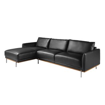 Sofá Chaise Longue Izquierda Piel Negro 6198 Angel Cerdá 295 X 160 X 83