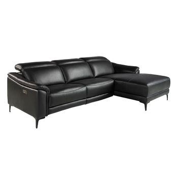 Sofá Chaise Longue Relax Derecha Piel Negro 6205 Angel Cerdá 272 X 168 X 96