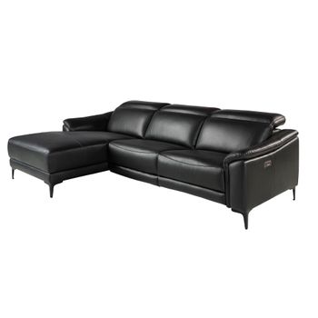 Sofá Chaise Longue Relax Izquierda Piel Negro 6206 Angel Cerdá 272 X 168 X 96