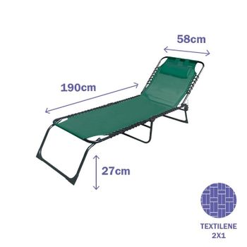 Marbueno Summer Tumbona Plegable Acero Con Cojin  190x58x27 Cm Verde