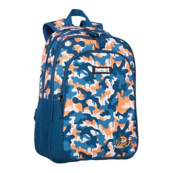 Mochila Escolar 42cm 2c. C/ Carro 4r Fortnite Blue Camo Azul