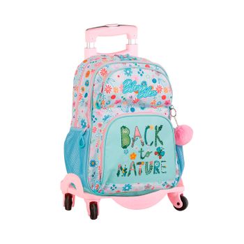 Blin-blin Back Nature,mochila Primaria 2 Compartimento+carro.protección Lateral,4 Ruedas