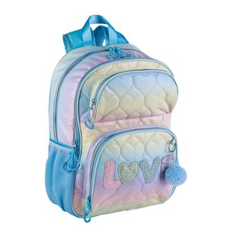 Mochila Dam Blin-blin Love Primaria Doble Compartimento, De Gran Capacidad Y Adaptable A Carro. 31x13x45 Cm. Color: Multicolor