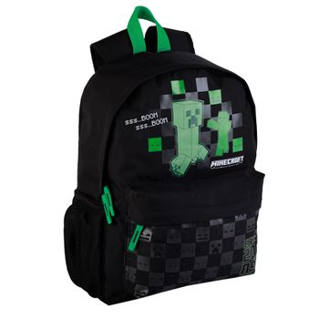 Mochila Americana Dam Minecraft Creeper, Adaptable A Carro. Compartimento Portalaptop. 36x14x45 Cm. Color: Negro