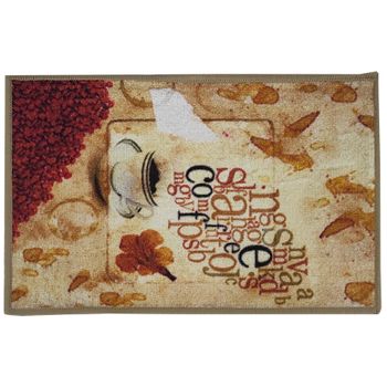 Alfombra Cocina Lavable Antideslizante Base Tpr Letras Beige 57x140cm