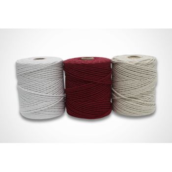 Bobina De Macramé Extra Grande 4mm - 1kg, Pack 6 Colores, Cordón De Algodón Natural Para Proyectos Grandes Y Duraderos