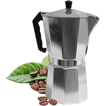 Cafetera acero inoxidable,inducción,CUPERINOX, con asa de plastico, 12 tazas,color  plata,Cafetera Italiana inducción para espresso,Compatible con gas,  vitrocerámica y inducción,Uso doméstico y oficina, Cafetera Moka,con  filtro,fespu