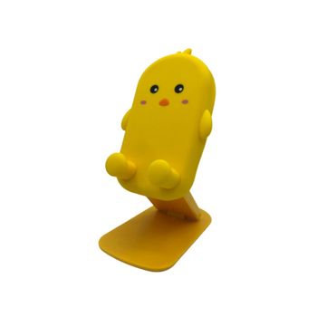 Euroxanty Soporte Para Smartphones | Multiángulo | Soporte Plegable De Bolsillo | Diseño Original De Animales | Funda Desmontable De Silicona | Pollito Amarillo