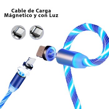 Cargador 3 En 1 | Cable Magnético Luz | Cable Usb, Tipo C, Lightning