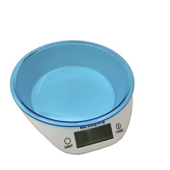 Balanza Electronica De Cocina | Hasta 5 Kg De Capacidad | Bascula De Cocina Con Bol | Bascula Cocina Digital | Varias Unidades De Medida | Color Azul.