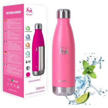 Botella cantimplora de acero inoxidable 750 ml en rosa de Blafre.