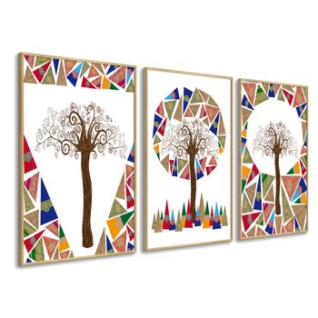 Cuadros Decoracion Modernos Arbol De La Vida Mosaico 50x70cm X3 Piezas - Cuadros Con Marco Incluido - Dekoarte