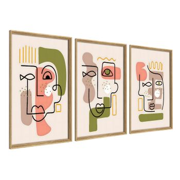Cuadros Decoracion Salon Modernos Matisse 50x70 Cm X3 Piezas - Cuadros Con Marco Color Madera Incluido - Dekoarte