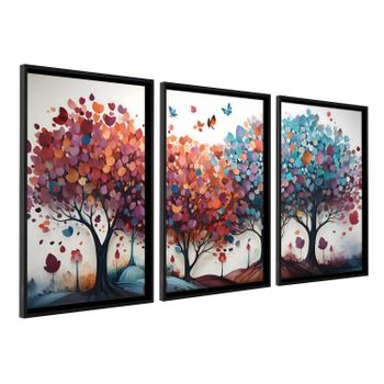 Cuadros Decoracion Salon Modernos Floresta 50x70 Cm X3 Piezas - Cuadros Con Marco Negro Incluido - Dekoarte