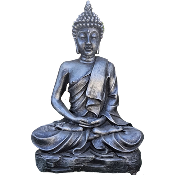 Figura Buda Del Amor 49x73cm. Hormigón-piedra. Plata