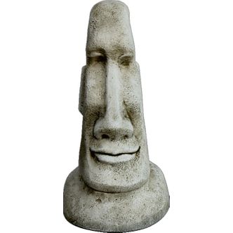 Estatua Cabeza De Pascua Moai 40cm. Hormigón-piedra. Ceniza