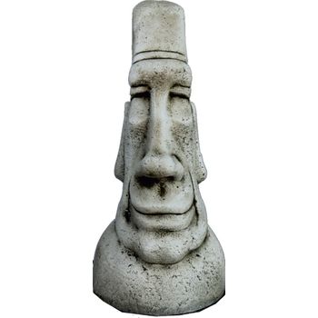 Estatua Cabeza De Pascua Moai 52cm. Hormigón-piedra. Ceniza