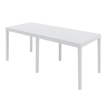 Mesa jardín rectangular Brasilia aluminio y cristal blanco