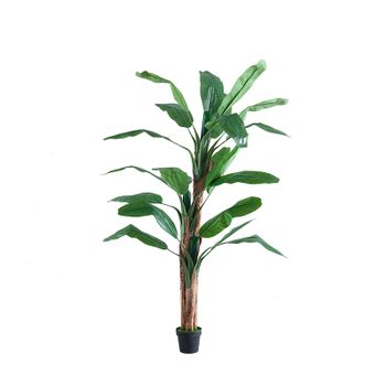 Planta artificial de hoja perenne en maceta HOMCOM 17x17x95 cm verde