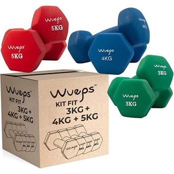 Kit De Mancuernas De Neopreno Wueps De 3kg., 4kg. Y 5kg.