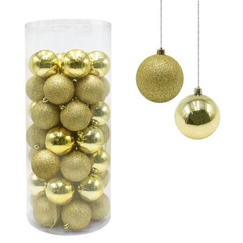 389092 Pack 48 Bolas De Navidad 7cm Color Oro Decoraciones Para Los Árboles