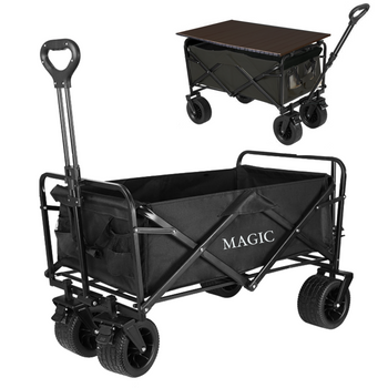 DURHAND Carro de Plataforma Plegable Carga 150 kg Carretilla de Transporte  con Mango Plegable Ruedas y Frenos 70x52,5x90 cm Negro y Rojo