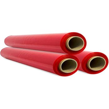 Film De Embalaje Elástico, Film De Plástico Rojo Para Embalar, Rollo De Plástico Protector De Envíos Y Mudanzas, Rollo De 50cm Y Hasta 400 M Estirables - Ofituria (rojo, 3 Unidades)