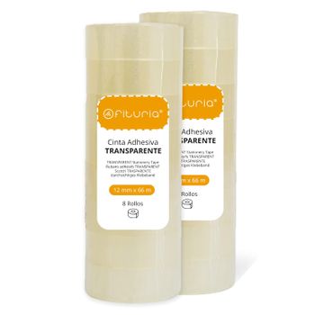 Ofituria Cinta Transparente, Rollos De Celo Adhesivo Transparente, Cinta Adhesiva Para Uso Personal, Doméstico O Profesional. Dimensiones 12 Mm X 66 M (16 Rollos).