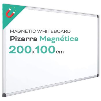 Pizarra Magnética Blanca Marco De Aluminio, Superficie Lisa Fácil De Borrar, Enseña U Organiza, Para Oficina Y Escuela - Ofituria (210x110 Cm)