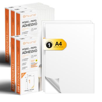 Folios A4 De Etiquetas Adhesivas Blancas, Crea Tus Pegatinas Personalizadas, Etiqueta Adhesiva Para Imprimir - Ofituria (1 Por Hoja, 500h)