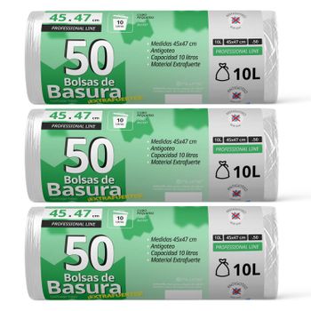 Bolsas De Basura, Bolsa Basura Resistente Para Cubos Basura 10l, Antigoteo, Bolsas Ideales Para Papelera De Baño, Oficina O Cocina, Apta Todo Tipo De Desechos, 45x47 Cm - Ofituria (150 Bolsas, 10l)