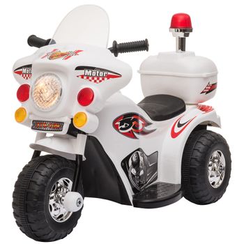 Moto Eléctrica Para Niños De 18-36 Meses Batería 6v Blanco Homcom