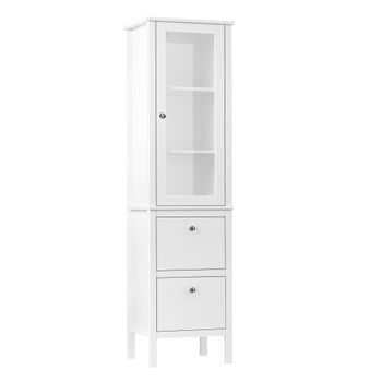 Armario Alto Para Baño Con Puerta De Mdf Kleankin 43x35x160 Cm-blanco