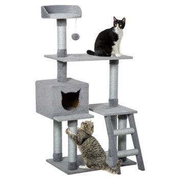 Árbol Rascador Para Gatos De Aglomerado Felpa Yute 61x41x96 Cm