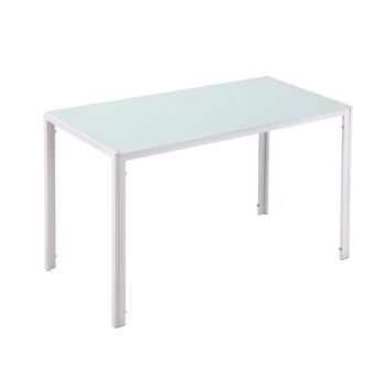 Mesa De Comedor De Cristal Templado Metal Homcom 120x60x75 Cm-blanco