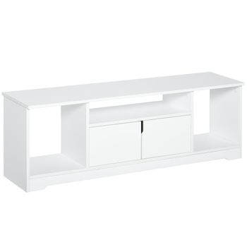 Mueble De Tv De Melamina De Madera Homcom 120x30x41 Cm-blanco