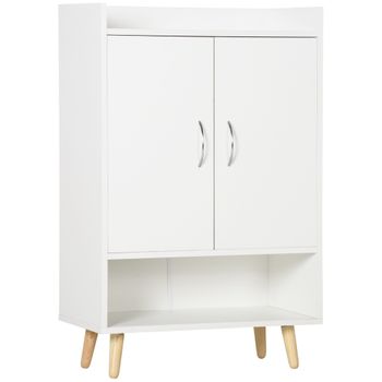 Mueble Zapatero 2 Puertas De Melamina Madera Homcom 60x30x92cm-blanco