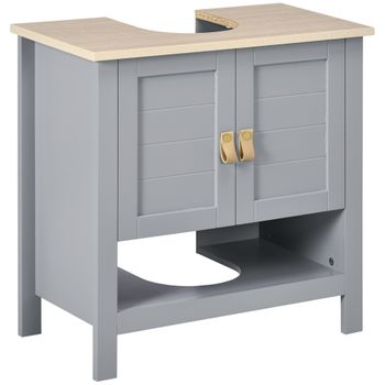 Armario Para Debajo De Lavabo De Mdf Kleankin 60x30x60 Cm-gris