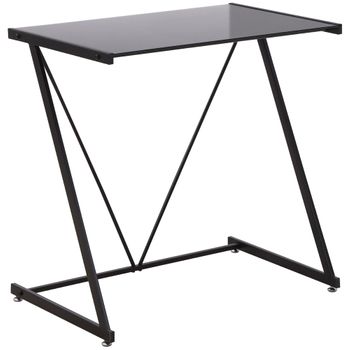 Mesa Escritorio De Vidrio Templado Metal Homcom 80x50x75 Cm-negro