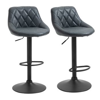 2 Taburetes De Bar De Espuma Acero Pu Homcom 51,5x48x83-104 Cm-negro