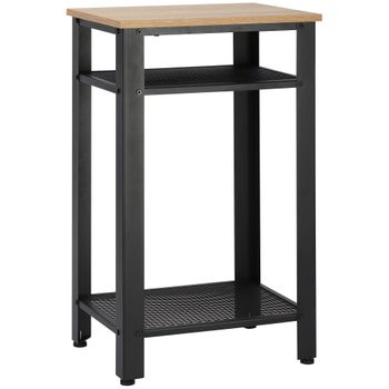 Mesa Auxiliar De Metal Melamina Homcom 45x35x75 Cm-roble Y Negro