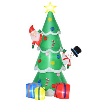 Árbol Navidad Inflable Luz De Poliéster Homcom 115x105x180 Cm-verde