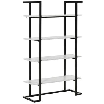 Estantería De 4 Niveles De Mdf Metal Homcom 92x35x152 Cm-negro Blanco