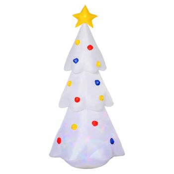 Árbol De Navidad Inflable Luz De Poliéster Homcom 67x61x158 Cm-blanco