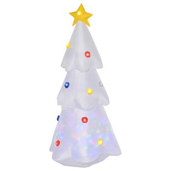 Árbol De Navidad Inflable Luz De Poliéster Homcom 60x51x122 Cm-blanco