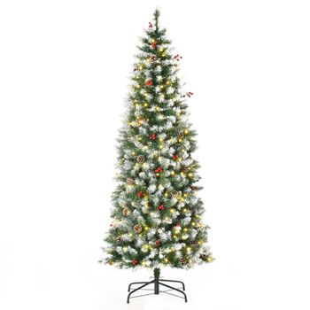 Árbol De Navidad 180 Cm Con Luz De Pvc Acero Homcom Ø65x180 Cm-verde