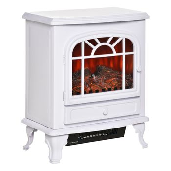 Chimenea Eléctrica De Acero Abs Vidrio Homcom 51x28x60 Cm-blanco