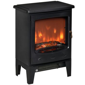 Chimenea Eléctrica De Acero Abs Vidrio Homcom 39x26x54,8 Cm-negro