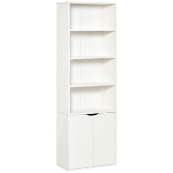 Estantería Librería De Melamina De Madera Homcom 59x29x180 Cm-blanco