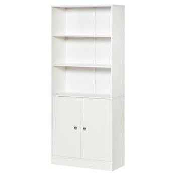 Mueble estantería multifunción mesa abatible en blanco y roble DARCY